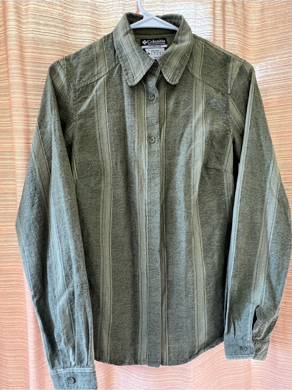 Columbia Men's Olive Stripe Lightweight Button-Up Shirt Jacket